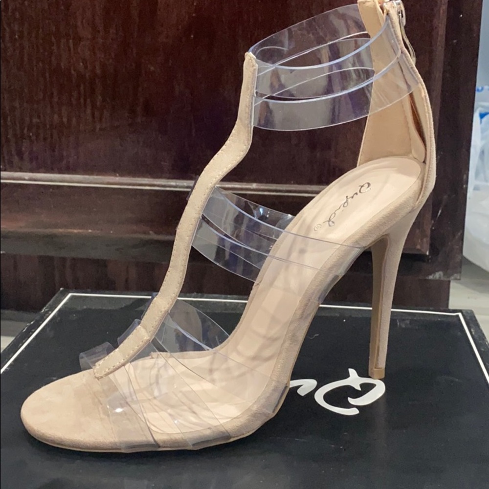 Heels with clear straps; 4 inch heel